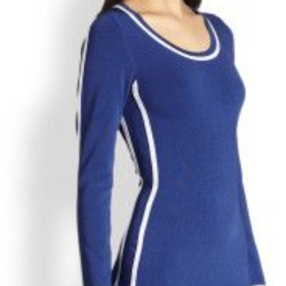 Parker Blue Cal Contrast Trimmed Bodycon Dress (L)